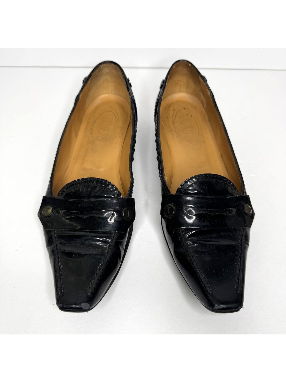 Tod's Shoes Womens Size 6 Black Patent Leather Loafer Slip On Italy Moccasin